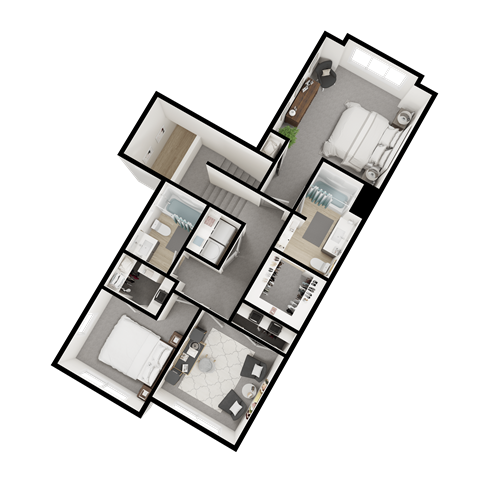 Floor plan for 3 beds, 2.5 baths, 1969 sqft